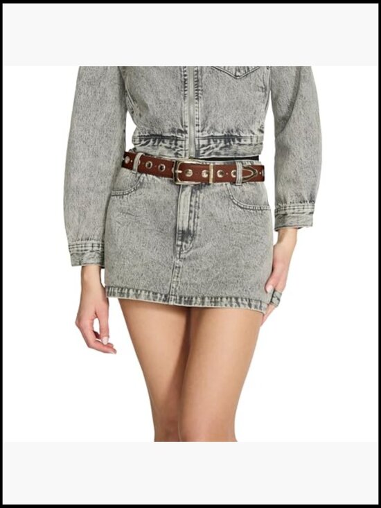 Faux Leather Studded Pant Belt with Silver Buckle main image 4